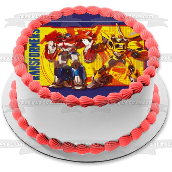 Transformers Optimus Prime and Bumblebee Autobots Edible Cake Topper Image ABPID04824