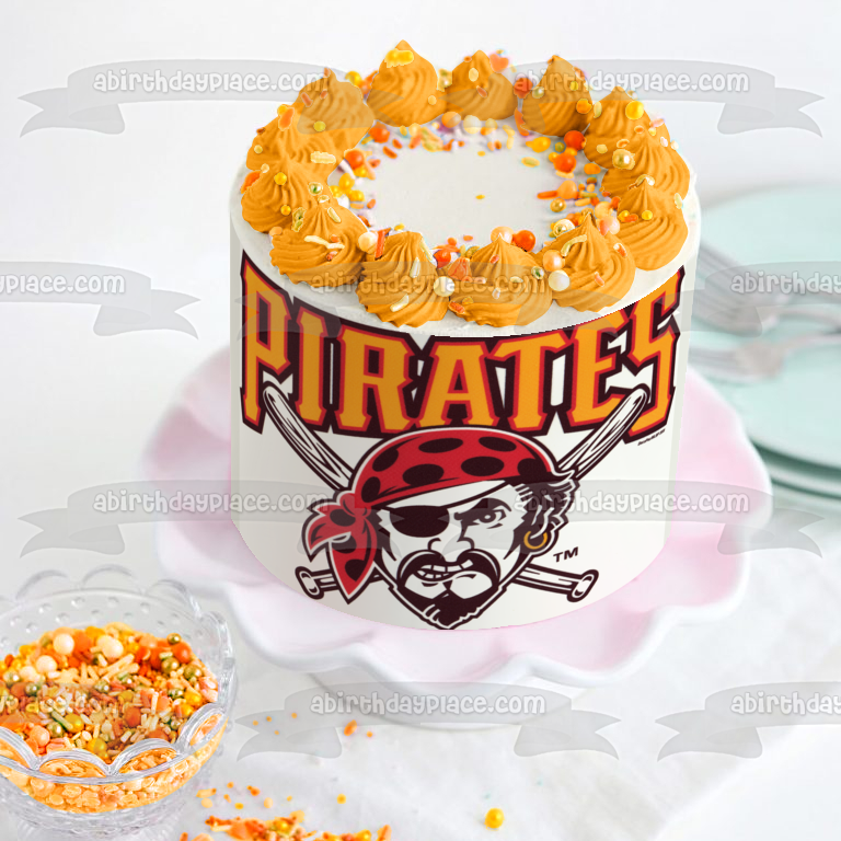 Pittsburgh Pirates Logo American Professional Baseball Team Pittsburgh Pennsylvania Edible Cake Topper Image ABPID04933