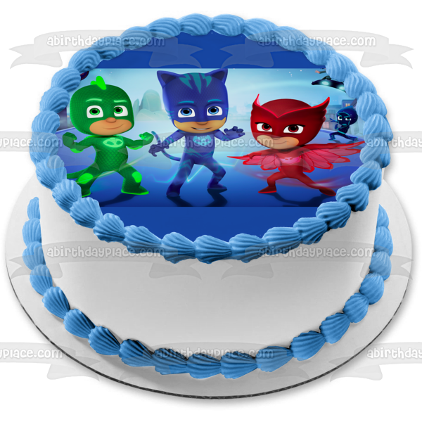 Imagen de decoración comestible para tarta de Pj Masks Catboy Owlette y Gekko ABPID04828 