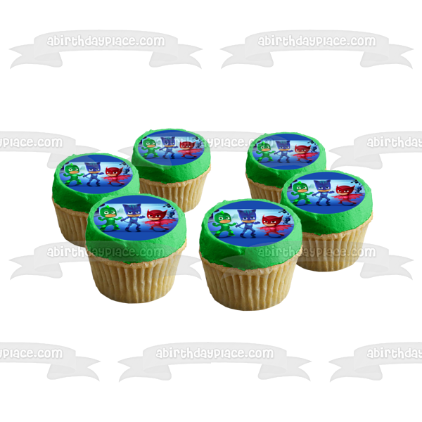 Imagen de decoración comestible para tarta de Pj Masks Catboy Owlette y Gekko ABPID04828 