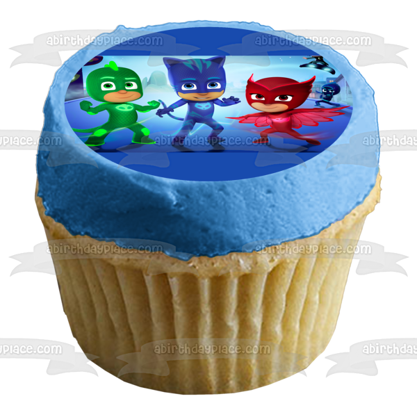 Imagen de decoración comestible para tarta de Pj Masks Catboy Owlette y Gekko ABPID04828 