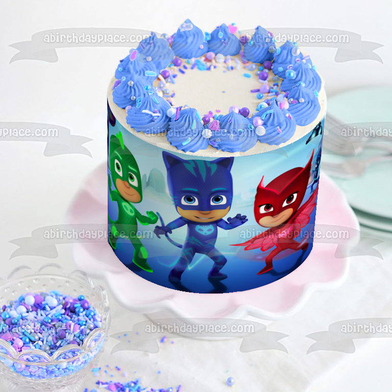 Imagen de decoración comestible para tarta de Pj Masks Catboy Owlette y Gekko ABPID04828 