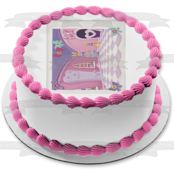 Fondo de Minnie Mouse con lazos y zapatos, adorno comestible para tarta, imagen ABPID04936 