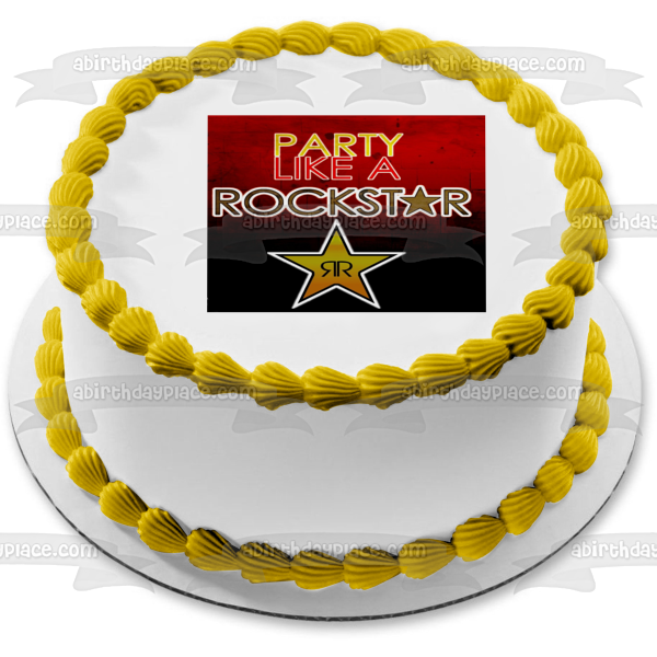 Fiesta como una bebida energética Rockstar Imagen comestible para decoración de tarta ABPID04943 