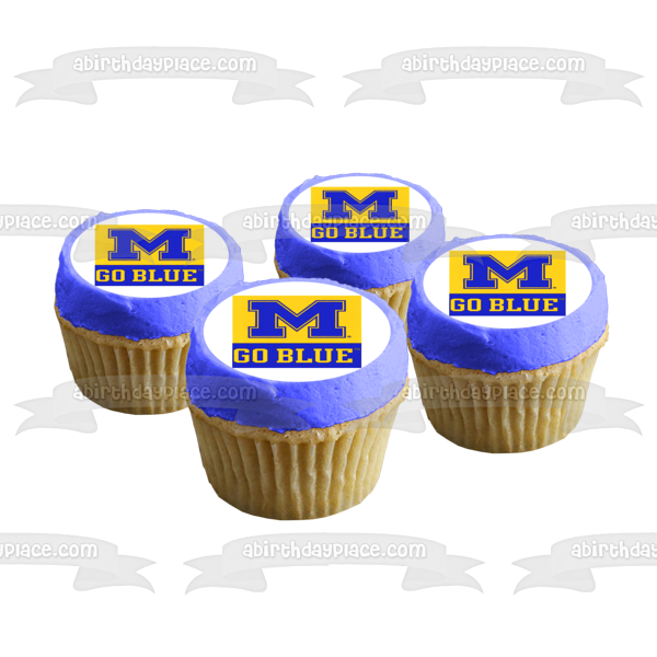 University of Michigan Go Blue Edible Cake Topper Image ABPID04866