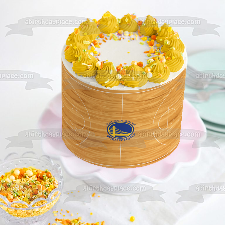 Golden State Warriors Logo Basketball Court American Professional Basketball Team San Francisco Bay Area Oakland California Edible Cake Topper Image ABPID04998