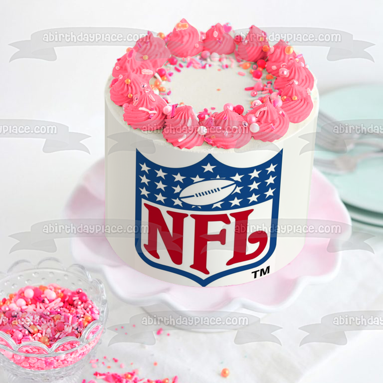 Imagen de decoración comestible para tarta con logotipo de la NFL de fútbol americano profesional ABPID04884 