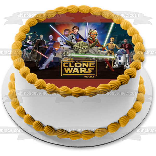 Star Wars: The Clone Wars Yoda Luke Skywalker R2-D2 y C-3PO Imagen comestible para decoración de tarta ABPID05003 