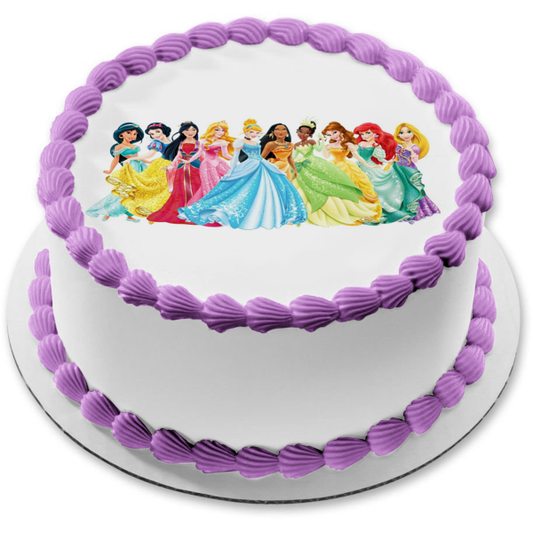 Princesses Ariel Belle Aurora Mulan and Jasmine Edible Cake Topper Image ABPID04888