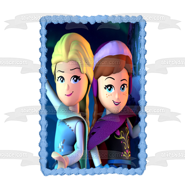 Imagen de decoración comestible para tarta LEGO Anna y Elsa de Frozen ABPID05015 