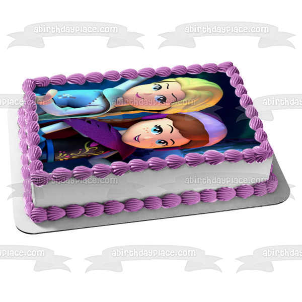 Imagen de decoración comestible para tarta LEGO Anna y Elsa de Frozen ABPID05015 