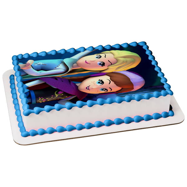 Imagen de decoración comestible para tarta LEGO Anna y Elsa de Frozen ABPID05015 