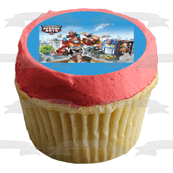 Transformers Rescue Bots Logo Autobots Chase Heatwave Blades Boulder Edible Cake Topper Image ABPID05100