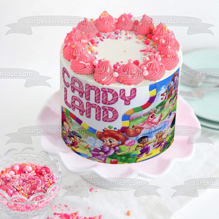 Imagen comestible para decoración de tarta con castillo y piruletas de Hasbro Candy Land ABPID05107 