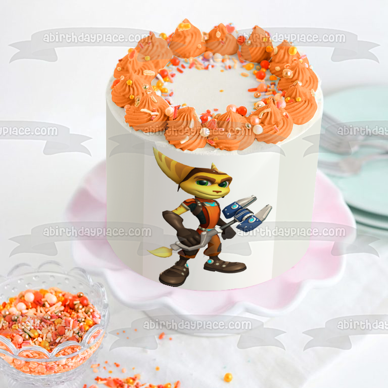 Ratchet and Clank Lombax Mechanic with His Omniwrench Edible Cake Topper Image ABPID05112