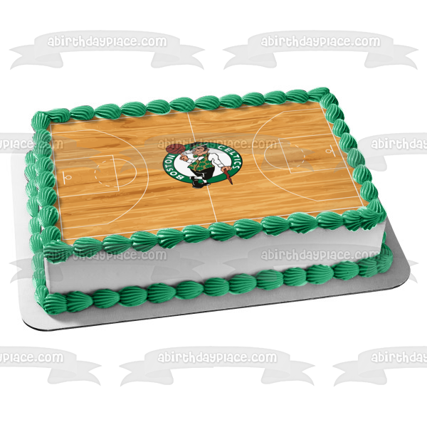 Logotipo del equipo de baloncesto profesional estadounidense de los Boston Celtics, cancha de baloncesto de Boston, Massachusetts, decoración comestible para tarta, imagen ABPID04648 