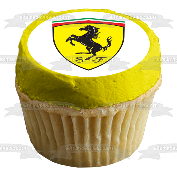 Imagen comestible para tarta con el logotipo del emblema de Ferrari, caballo Yellos, ABPID05046 