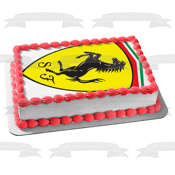 Imagen comestible para tarta con el logotipo del emblema de Ferrari, caballo Yellos, ABPID05046 