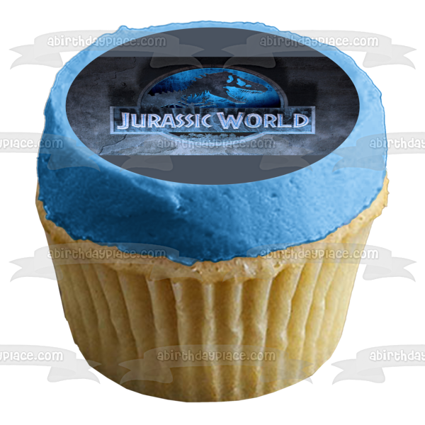 Jurassic World Logo and an  Indominus Rex Edible Cake Topper Image ABPID05054