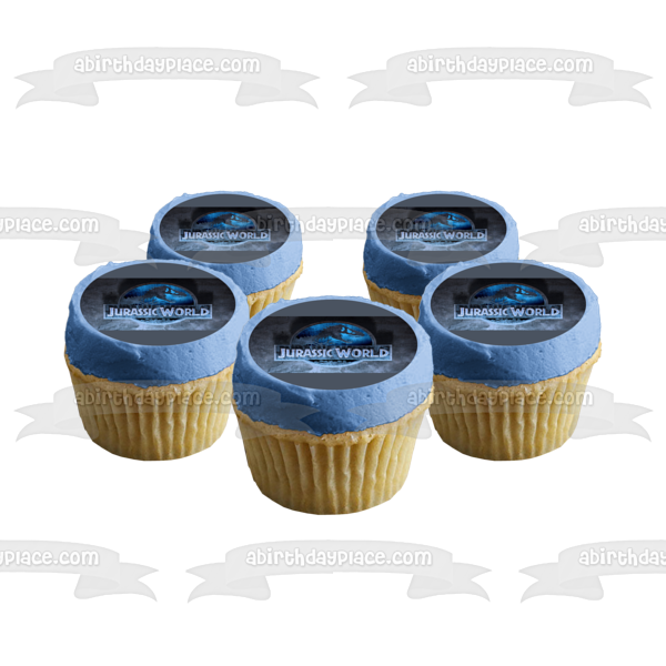 Jurassic World Logo and an  Indominus Rex Edible Cake Topper Image ABPID05054