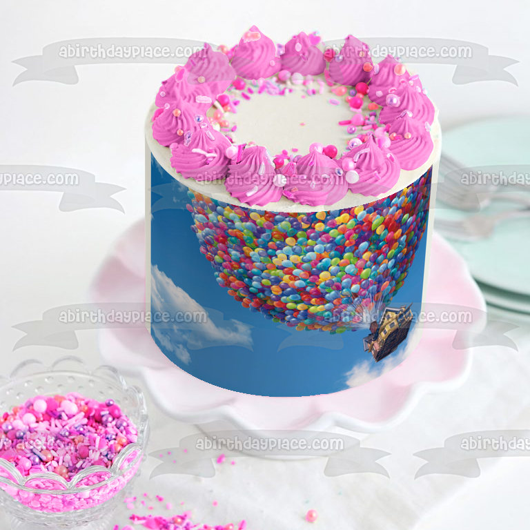 Imagen comestible para decoración de tarta con globos de arriba ABPID05069 