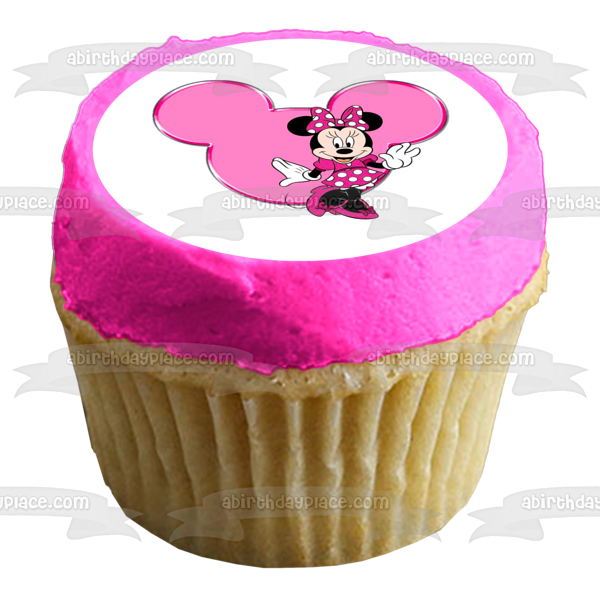 Adorno comestible para tarta rosa de Minnie Mouse, imagen ABPID05072 