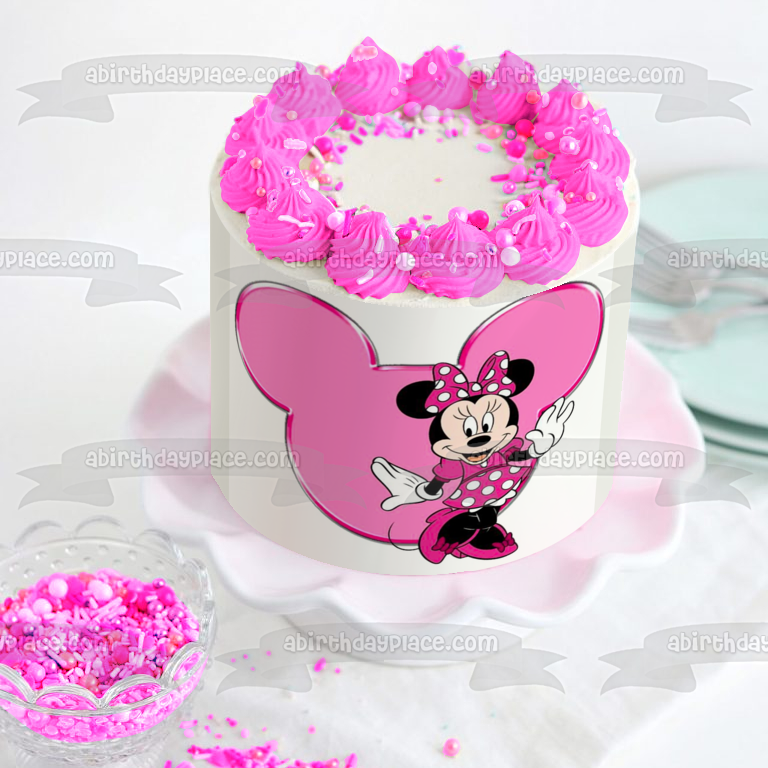 Adorno comestible para tarta rosa de Minnie Mouse, imagen ABPID05072 