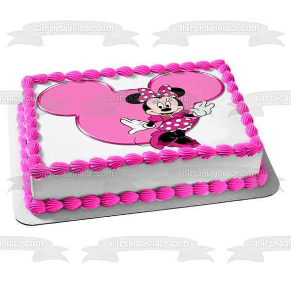 Adorno comestible para tarta rosa de Minnie Mouse, imagen ABPID05072 