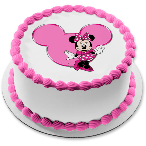 Adorno comestible para tarta rosa de Minnie Mouse, imagen ABPID05072 