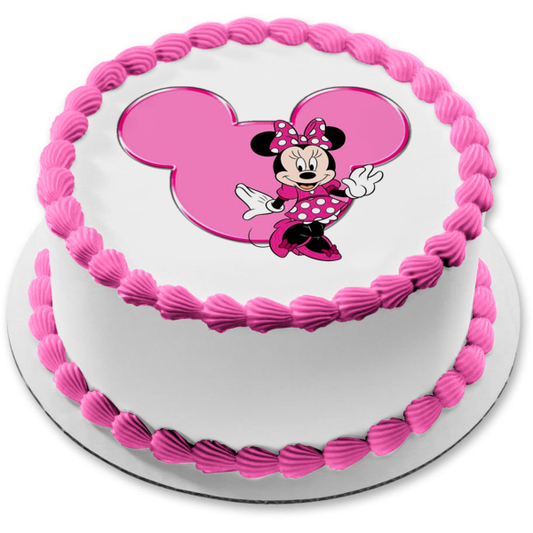 Adorno comestible para tarta rosa de Minnie Mouse, imagen ABPID05072 