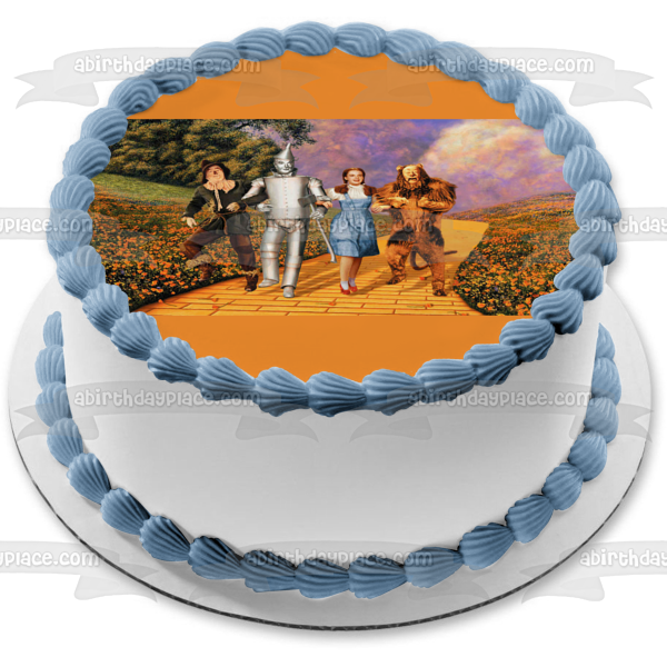 Wizard of Oz Scarecrow Tin Man Dorothy and the Cowardly Lion In Poppy Fields Edible Cake Topper Image ABPID05074