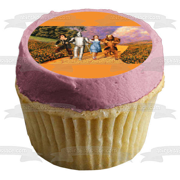 Wizard of Oz Scarecrow Tin Man Dorothy and the Cowardly Lion In Poppy Fields Edible Cake Topper Image ABPID05074