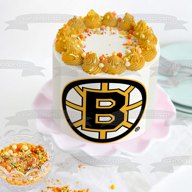 Imagen de decoración comestible para tarta con el logotipo principal de los Boston Bruins de la NHL ABPID05173 