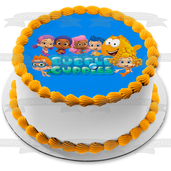 Bubble Guppies Logo Log Gil Molly Deema Goby Oona and Nonny Edible Cake Topper Image ABPID05086