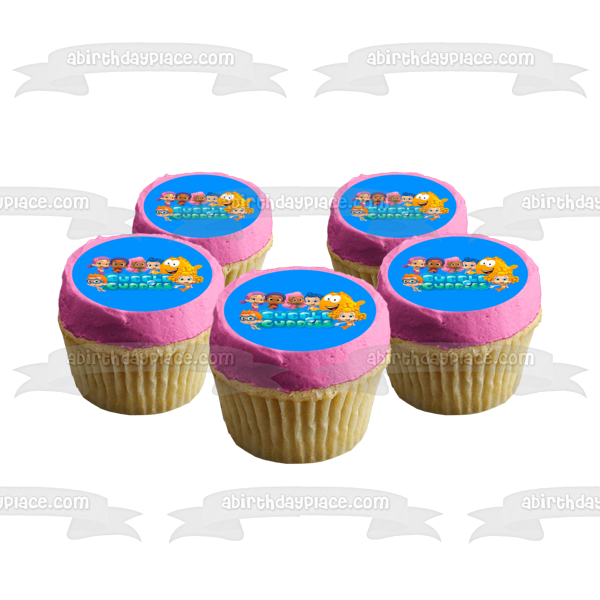 Bubble Guppies Logo Log Gil Molly Deema Goby Oona and Nonny Edible Cake Topper Image ABPID05086