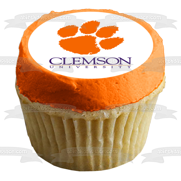 Clemson University Tiger Paw Logo Edible Cake Topper Image ABPID05317