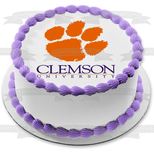 Clemson University Tiger Paw Logo Edible Cake Topper Image ABPID05317