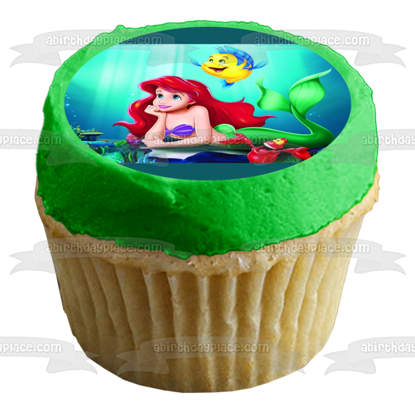 The Little Mermaid Flounder Sebastian and Ariel Underwater Edible Cake Topper Image ABPID05255