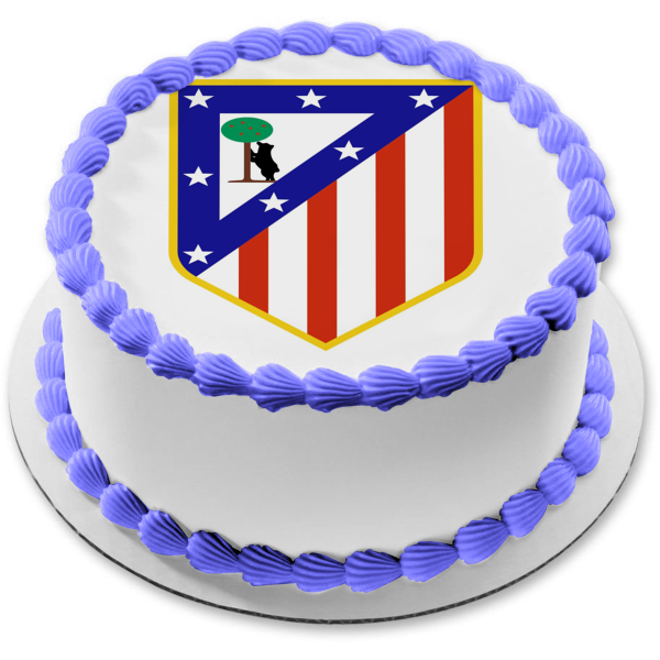 Atletico Madrid Logo Flag Stars Tree and a Dog Edible Cake Topper Image ABPID05262