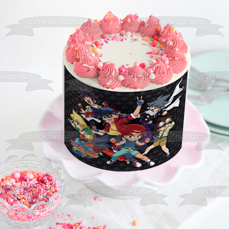 Beyblade Revolution Tyson Kai Max Ray Kenny and Hilary Edible Cake Topper Image ABPID05341