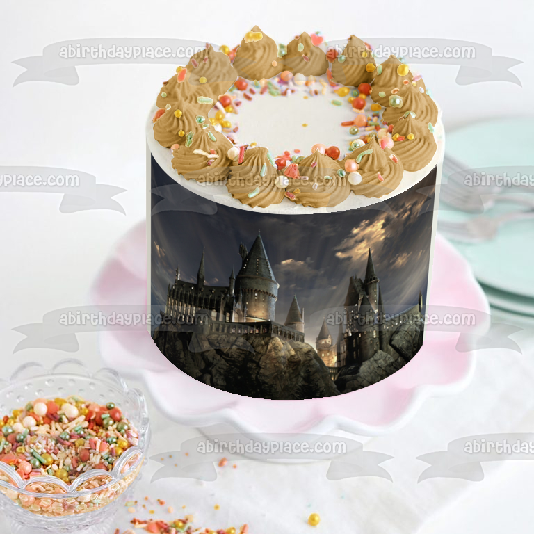 Imagen de decoración comestible para tarta comestible de la Escuela de Magia del Castillo de Hogwarts de Harry Potter ABPID05355 