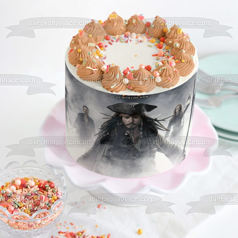 Imagen de decoración comestible para tarta del Capitán Jack Sparrow de Piratas del Caribe ABPID05281 