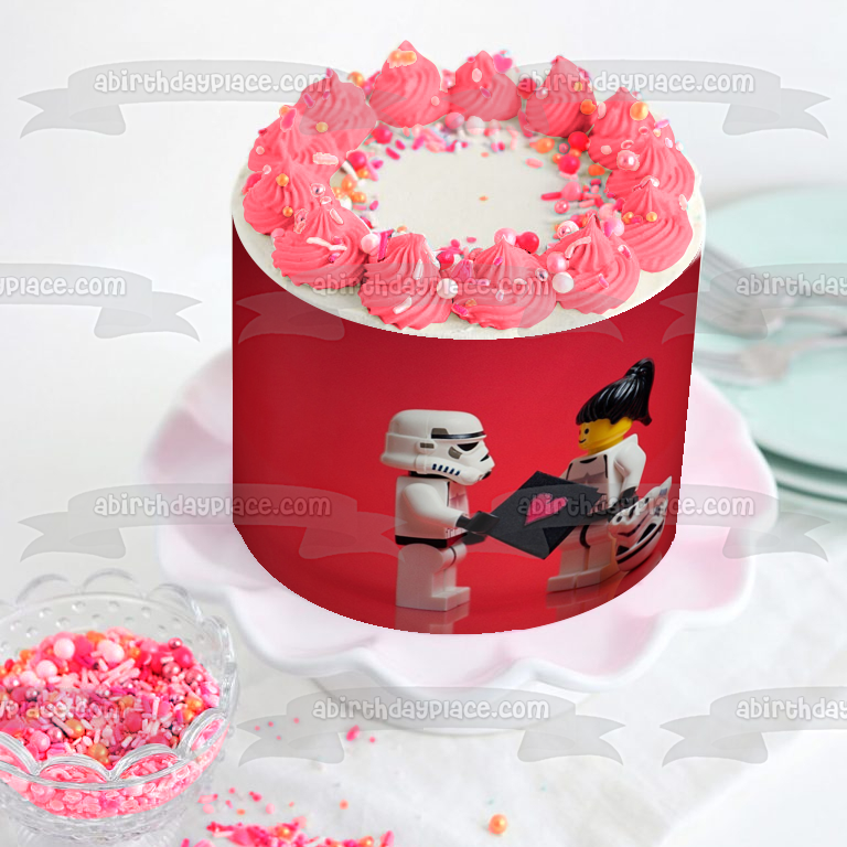 Figura decorativa comestible para tarta LEGO Star Wars Storm Troomer Love Note ABPID05298 