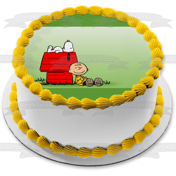 Peanuts Charlie Brown Snoopy y la casa del perro adorno comestible para tarta imagen ABPID05299 