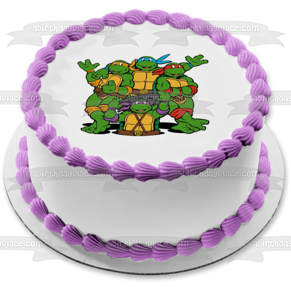 Tortugas Ninja Mutantes Adolescentes Donatello Michaelangelo Leonardo y Raphael Tmnt Imagen comestible para decoración de tarta ABPID05504 