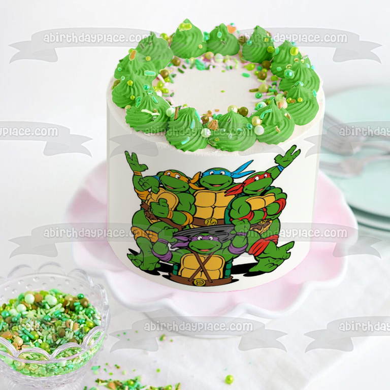 Tortugas Ninja Mutantes Adolescentes Donatello Michaelangelo Leonardo y Raphael Tmnt Imagen comestible para decoración de tarta ABPID05504 