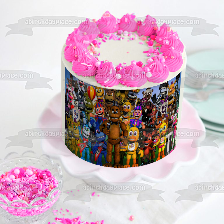 Cinco noches en Freddy's Freddy Fazbear Bonnie y Foxy Imagen comestible para decoración de tarta ABPID05506 