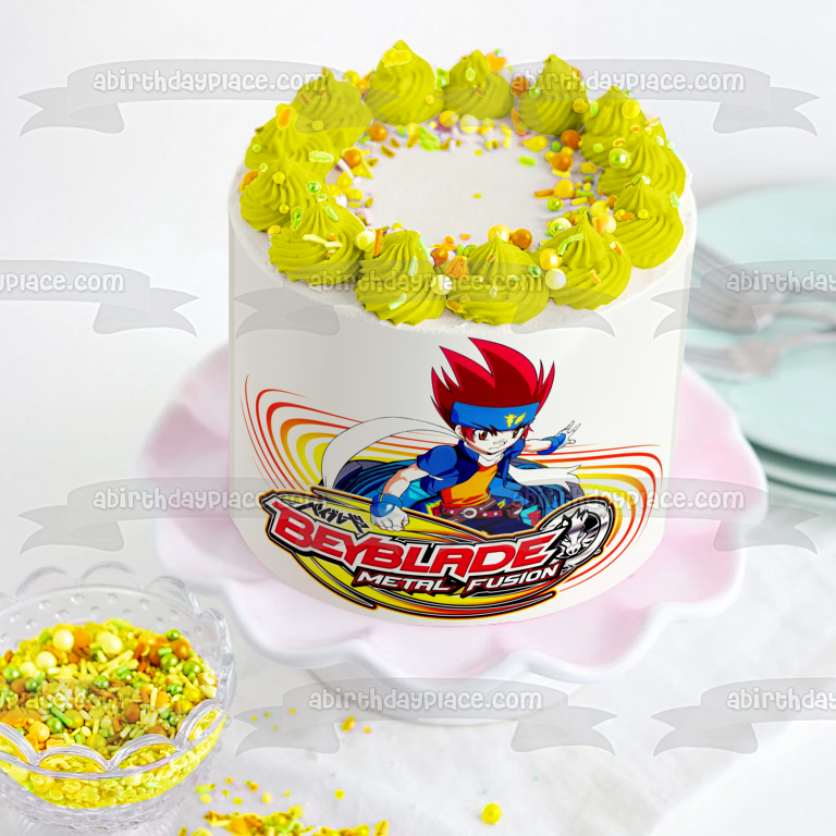 Beyblade Metal Fusion Ginga Hagane Edible Cake Topper Image ABPID05388