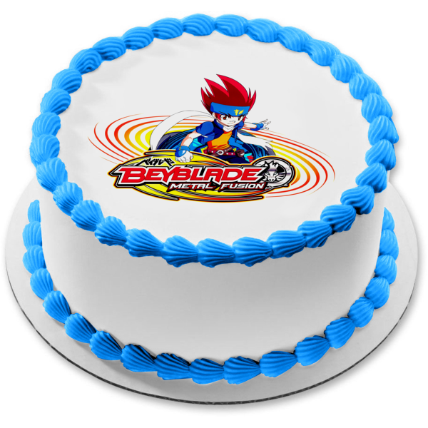 Beyblade Metal Fusion Ginga Hagane Edible Cake Topper Image ABPID05388