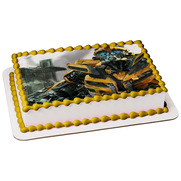 Fondant & ganache drip cake with Bumblebee Transformers fondant cake topper.  | Ulang tahun